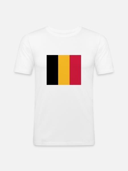 National Flag of Belgium - Men's Slim Fit T-Shirt - white
