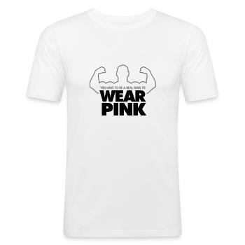 Echte Männer tragen Pink! - Männer Slim Fit T-Shirt - Weiß - Vorne - Nik (191cm)