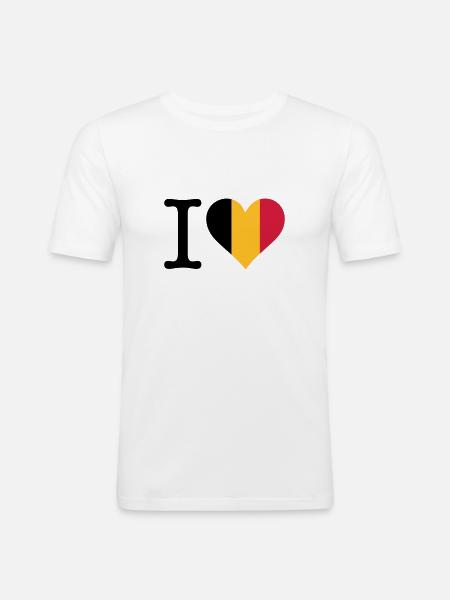 I Love Belgium - Men's Slim Fit T-Shirt - white