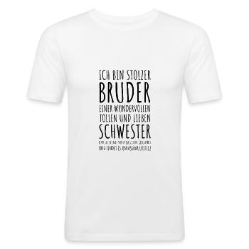Stolzer Bruder | Geschwister Geschenk Weihnachten - Männer Slim Fit T-Shirt - Weiß - Vorne - Nik (191cm)