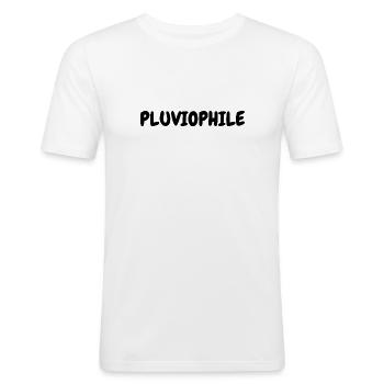 Pluviophile Rain Lover - Citation de pluie - T-shirt près du corps Homme - blanc - Devant - Nik (191cm)