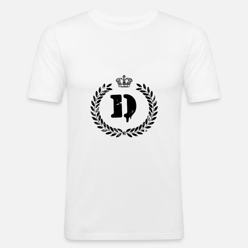 D Buchstabe Wappen - Männer Slim Fit T-Shirt - Weiß