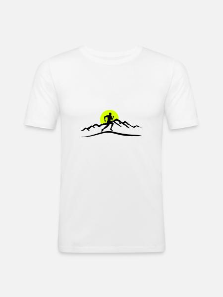 Running, Runner & Mountains & Sun - Men's Slim Fit T-Shirt - white