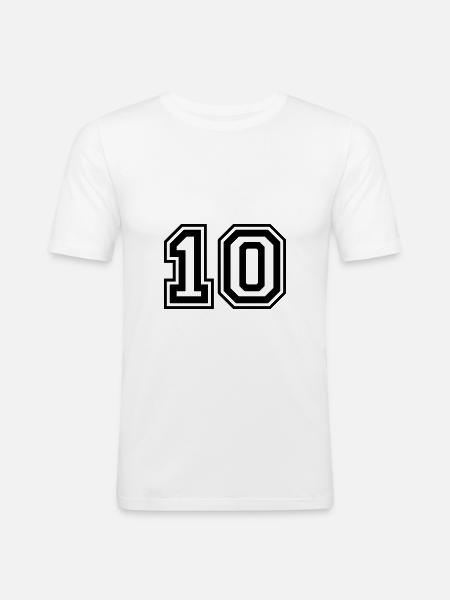 10 Numéro - T-shirt près du corps Homme - blanc