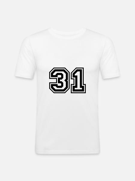 31 Zahl nummer - Männer Slim Fit T-Shirt - Weiß