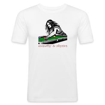 Poolbillard - Die 8 und ihr Queue - Männer Slim Fit T-Shirt - Weiß - Vorne - Nik (191cm)