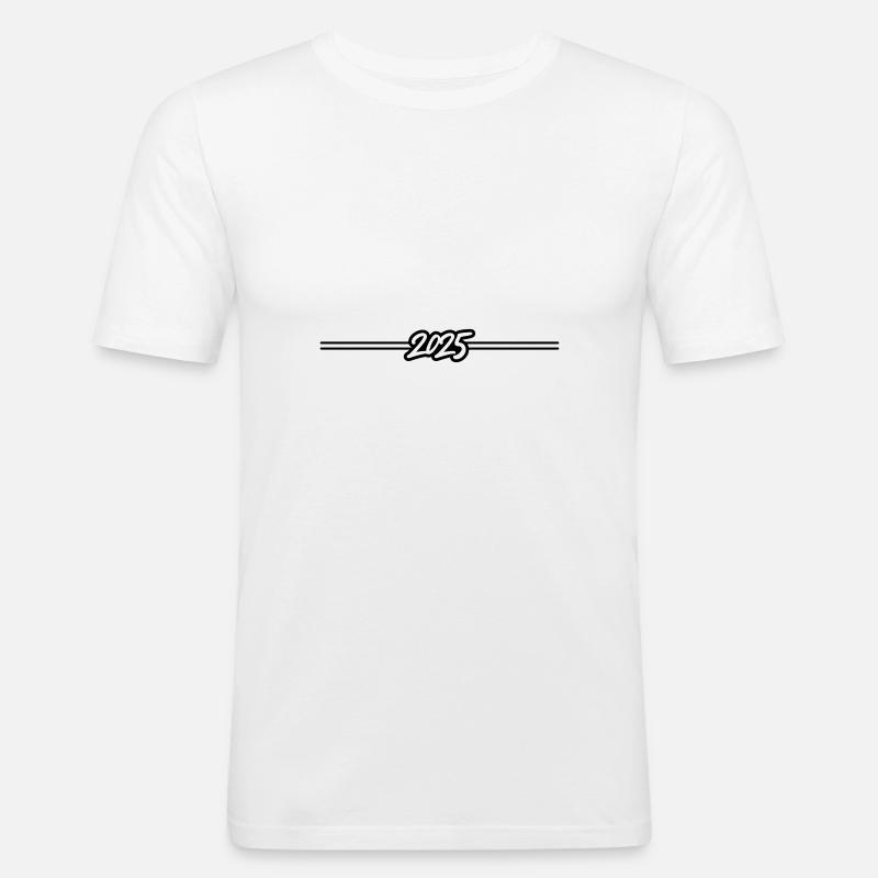 2025 year line - Men's Slim Fit T-Shirt - white