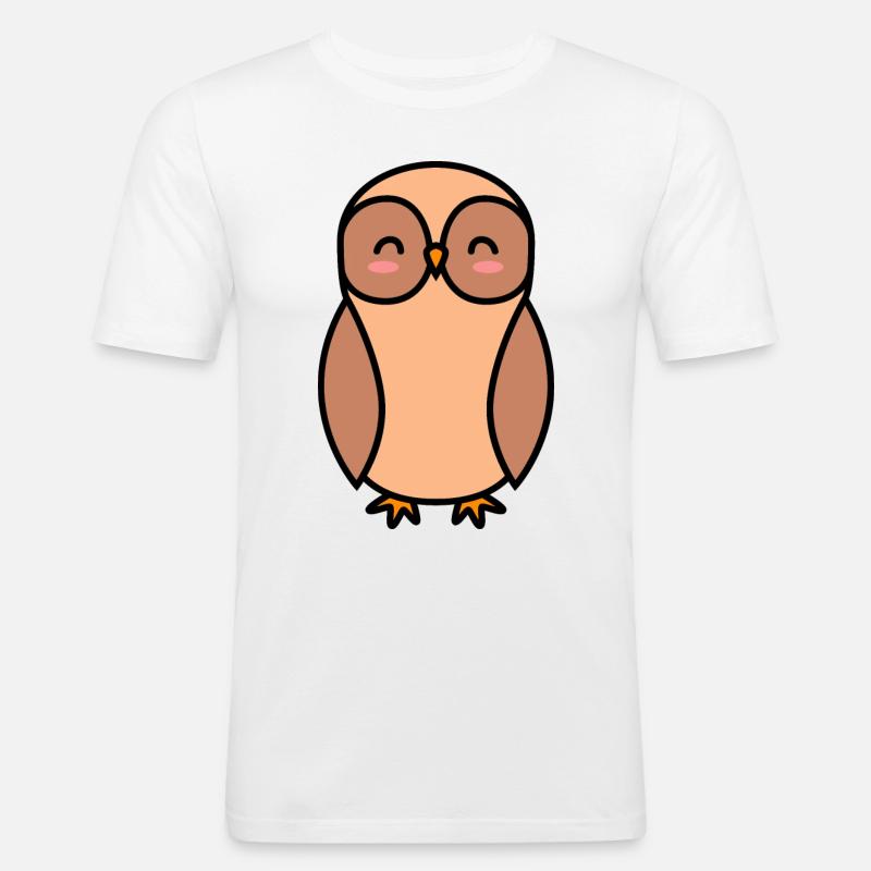 Eule Comic - Männer Slim Fit T-Shirt - Weiß