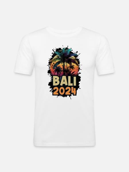 Bali 2024 Holiday Saying - Men's Slim Fit T-Shirt - white