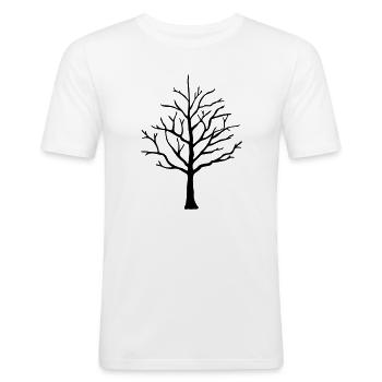 Boom - Mannen slim fit T-shirt - wit - Voor - Nik (191cm)