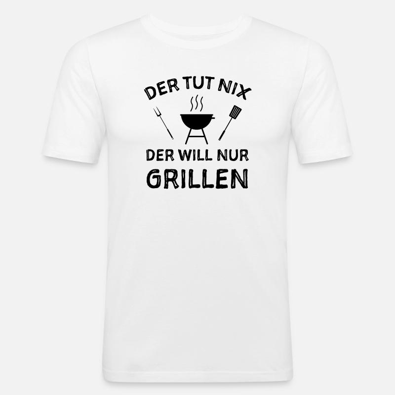 Grill Grillen Sprüche Witze - Männer Slim Fit T-Shirt - Weiß