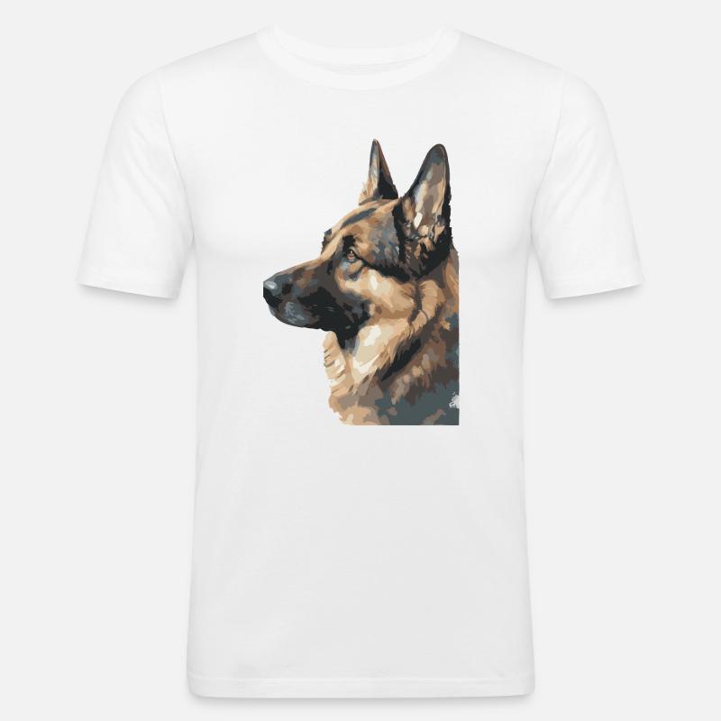 Deutscher Schäferhund Wasserfarben - Männer Slim Fit T-Shirt - Weiß