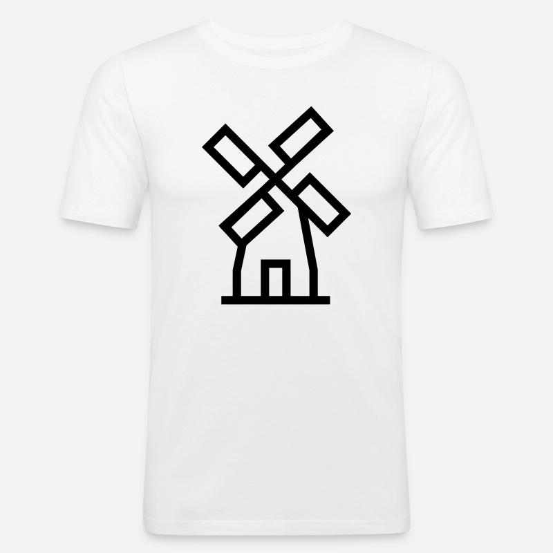 Windmühle windmill Luftenergie - Männer Slim Fit T-Shirt - Weiß