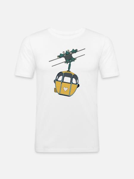 Gondol med svævebane - gult hjerte - Herre Slim Fit T-Shirt - hvid