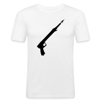 Fusil harpon - T-shirt près du corps Homme - blanc - Devant - Nik (191cm)