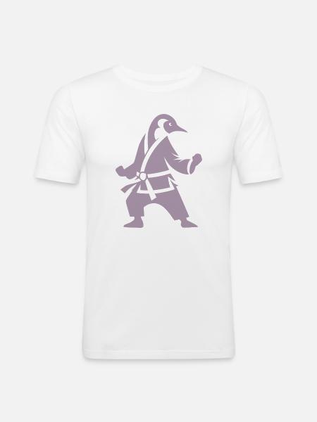 Pinguin Karate Kampfkunst Silhouette - Männer Slim Fit T-Shirt - Weiß