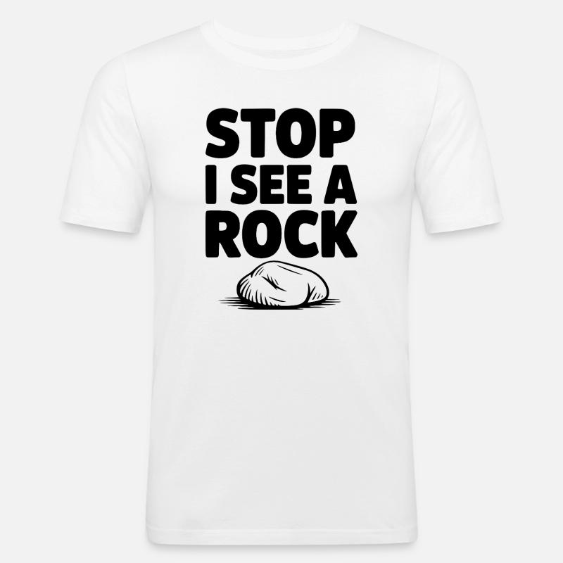 Stopp, ich sehe einen Stein - Männer Slim Fit T-Shirt - Weiß