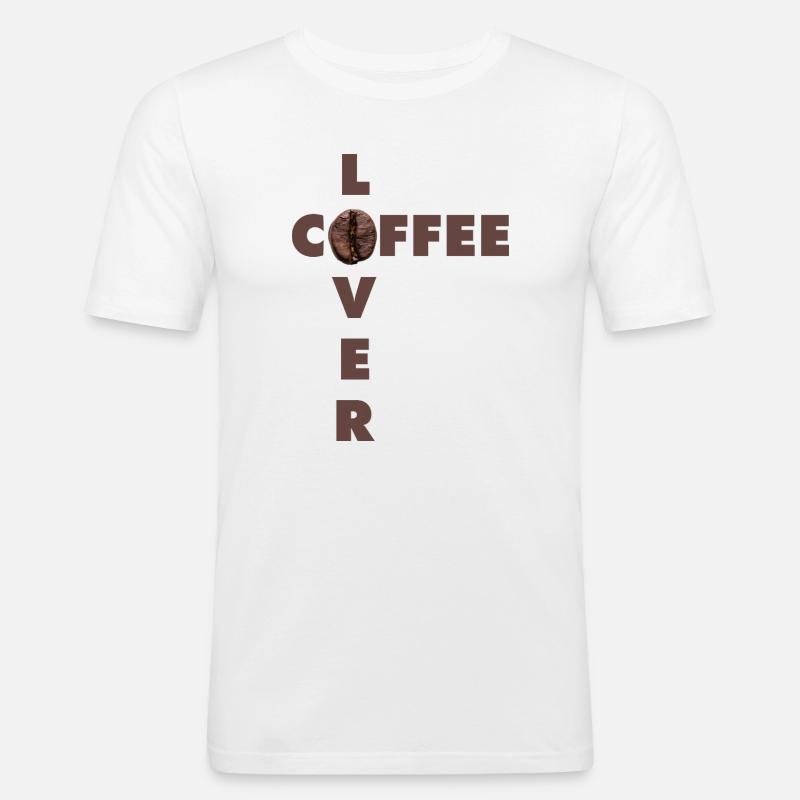 Kaffeeliebhaber-Design mit echter Bohne - Männer Slim Fit T-Shirt - Weiß