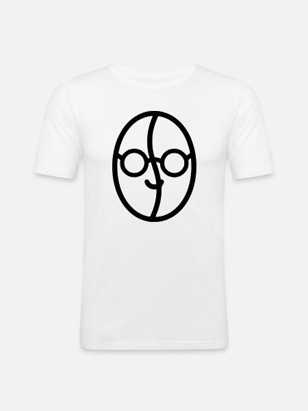 Kaffee-Liebe: Kaffeebohne mit Brille - Männer Slim Fit T-Shirt - Weiß