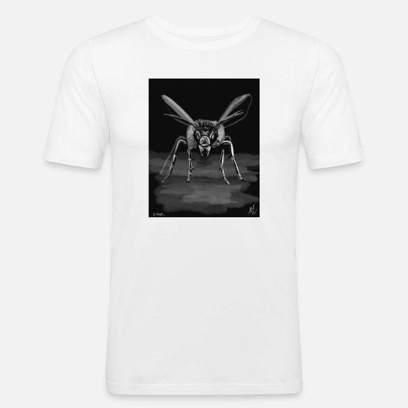 Midnight Stinger Mono Bee - Männer Slim Fit T-Shirt - Weiß