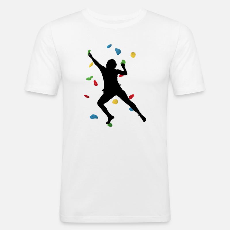 Climb Wall Man – Boulder Challenge - Männer Slim Fit T-Shirt - Weiß