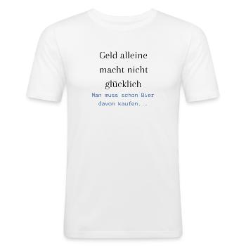 Lustiger Bierspruch - Männer Slim Fit T-Shirt - Weiß - Vorne - Nik (191cm)
