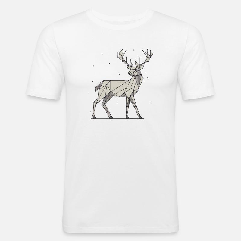 Hirsch 2D grau Schnee - Männer Slim Fit T-Shirt - Weiß