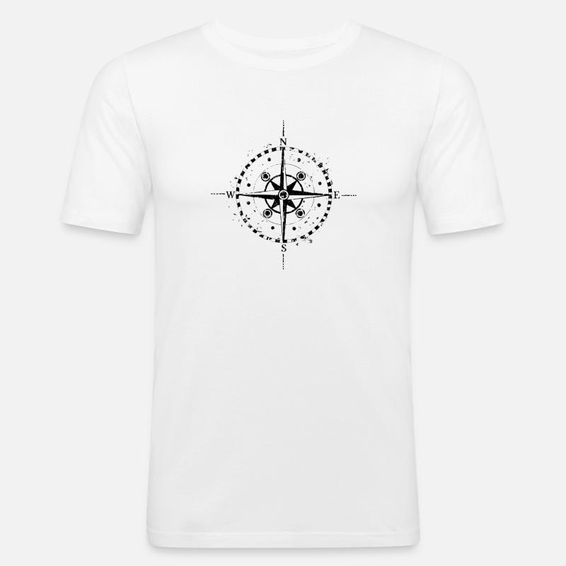 Kompass - Männer Slim Fit T-Shirt - Weiß