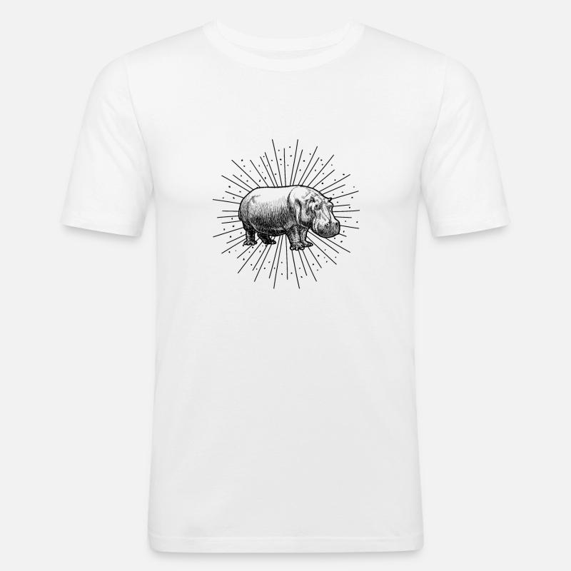 Nilpferd - Männer Slim Fit T-Shirt - Weiß
