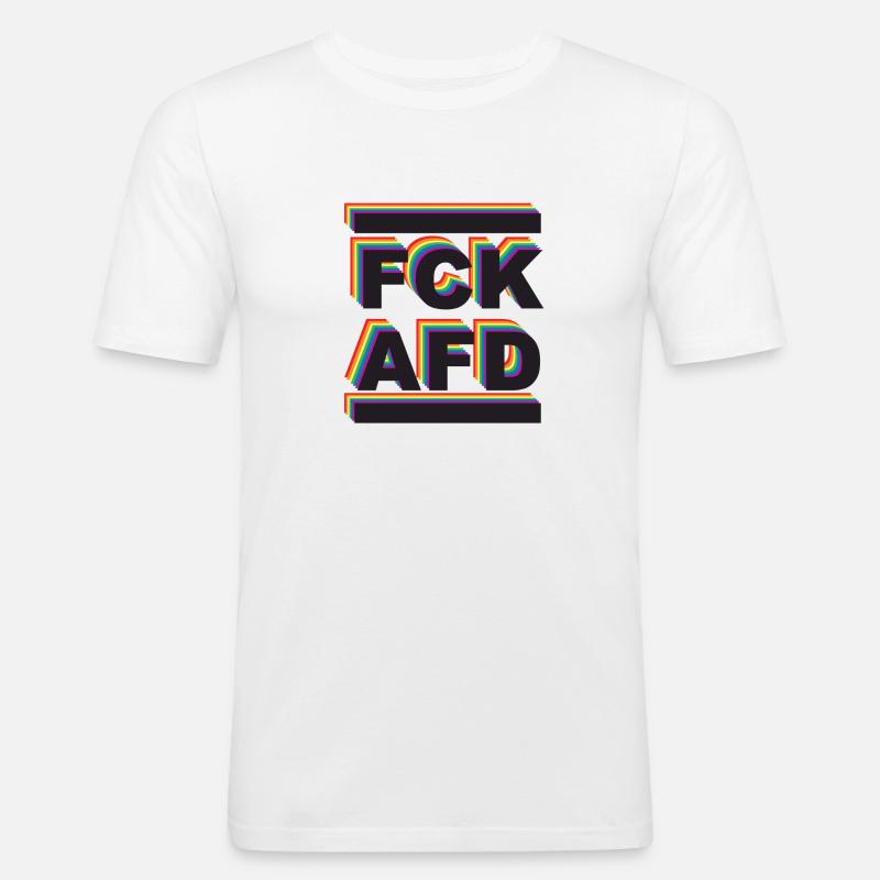FCK AFD Rainbow - Männer Slim Fit T-Shirt - Weiß