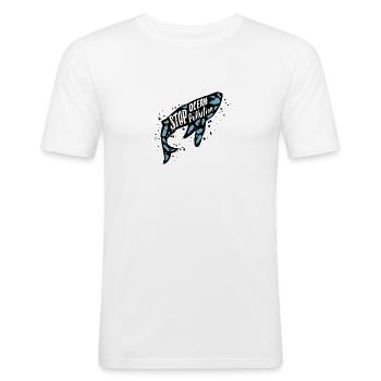 Stop Ocean Pollution! - Men's Slim Fit T-Shirt - white - Front - Nik (191cm)