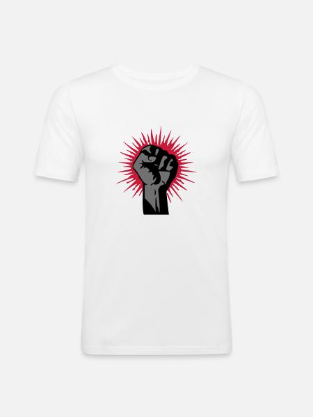 faust / fist - Männer Slim Fit T-Shirt - Weiß