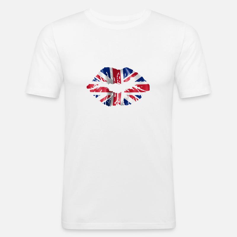 UK Lips - Men's Slim Fit T-Shirt - white