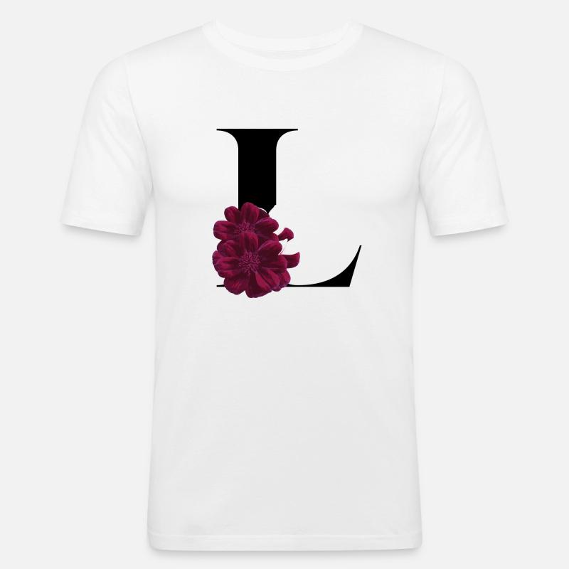 Buchstabe L blühend - Männer Slim Fit T-Shirt - Weiß