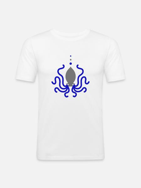 Octopus Octopus Blue Grey Animation - Men's Slim Fit T-Shirt - white