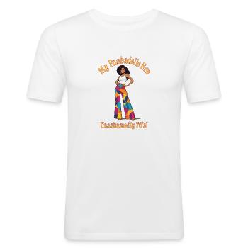Mon époque Funkadelic - T-shirt près du corps Homme - blanc - Devant - Nik (191cm)