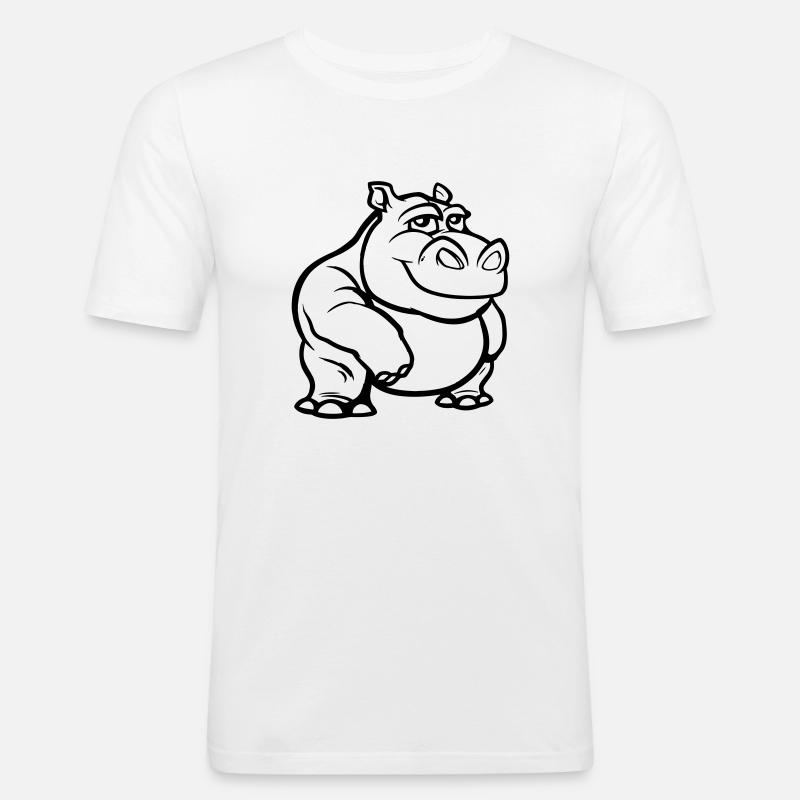 nilpferd - Männer Slim Fit T-Shirt - Weiß