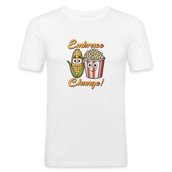 Begrüßen Sie den Wandel - Männer Slim Fit T-Shirt - Weiß - Vorne - Nik (191cm)