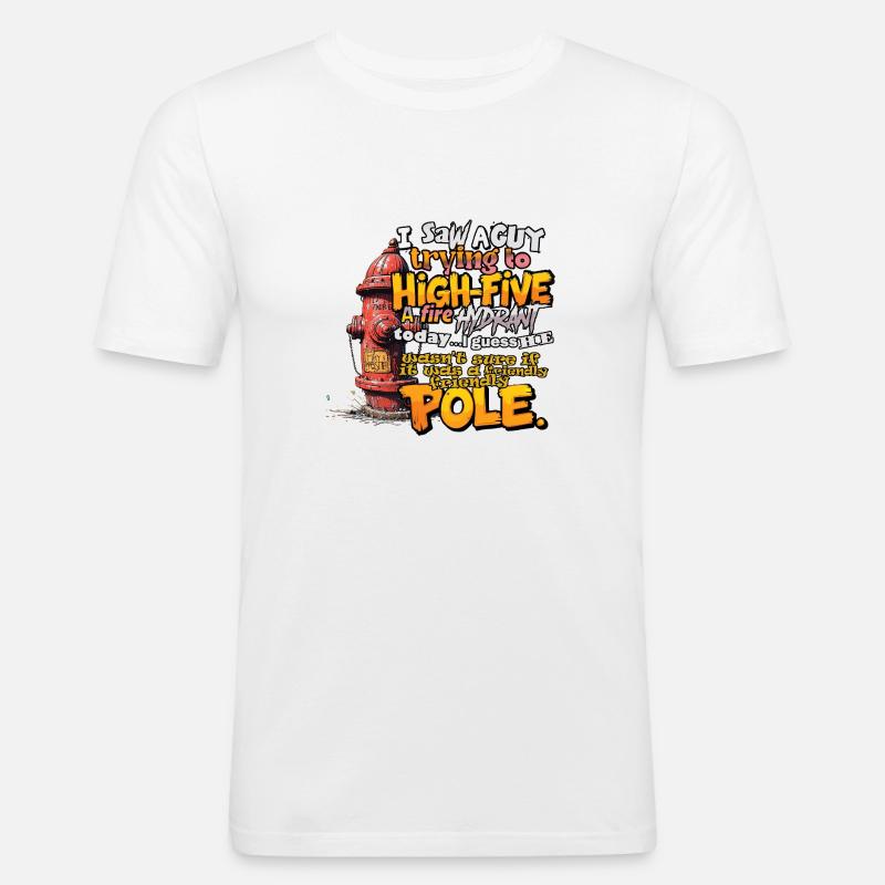 High Five an einem Hydranten - Männer Slim Fit T-Shirt - Weiß