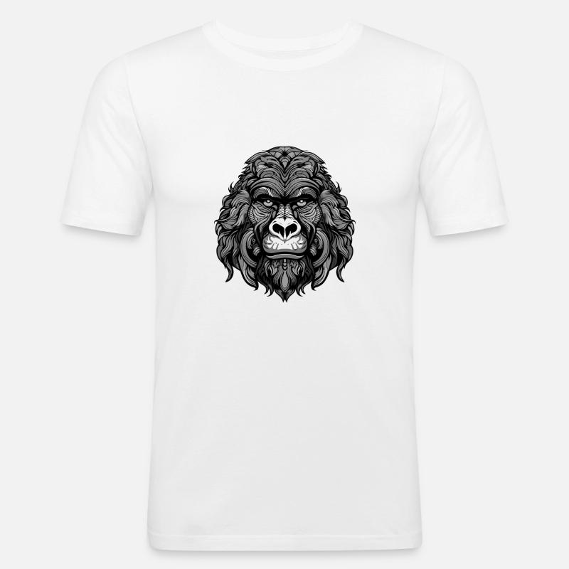 Gorilla Portrait - Männer Slim Fit T-Shirt - Weiß