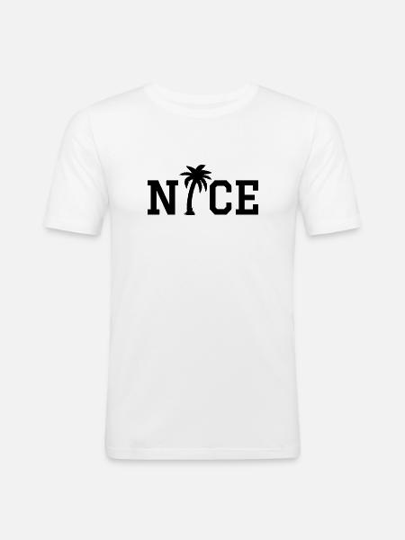 NICE - Palme - Männer Slim Fit T-Shirt - Weiß