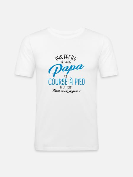 Papa et course à pied - T-shirt près du corps Homme - blanc