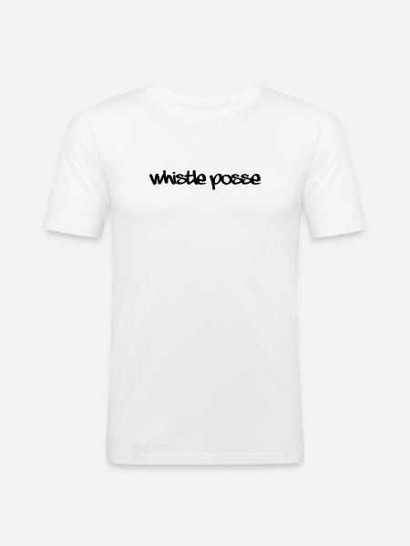 1990s rave style "Whistle posse"  - Men's Slim Fit T-Shirt - white