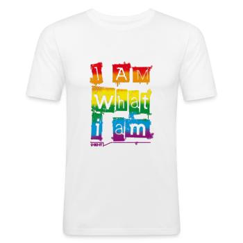 I Am What I Am - T-shirt près du corps Homme - blanc - Devant - Nik (191cm)