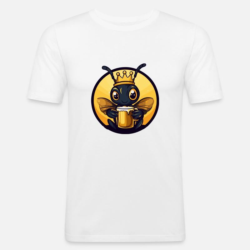 Ameise Bier Comic - Männer Slim Fit T-Shirt - Weiß