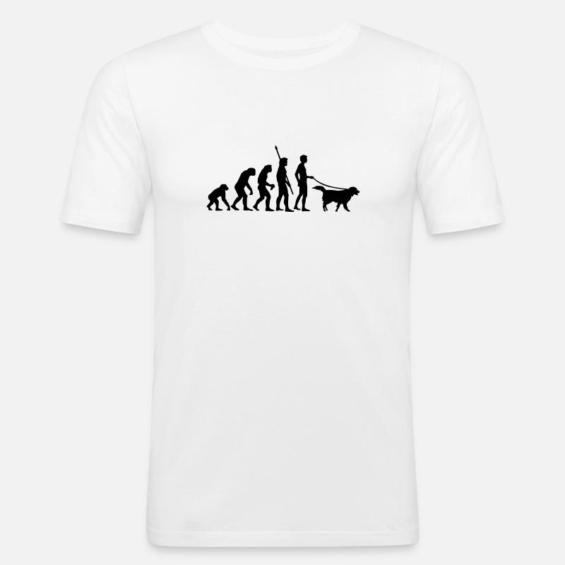 evolution_dog - Männer Slim Fit T-Shirt - Weiß