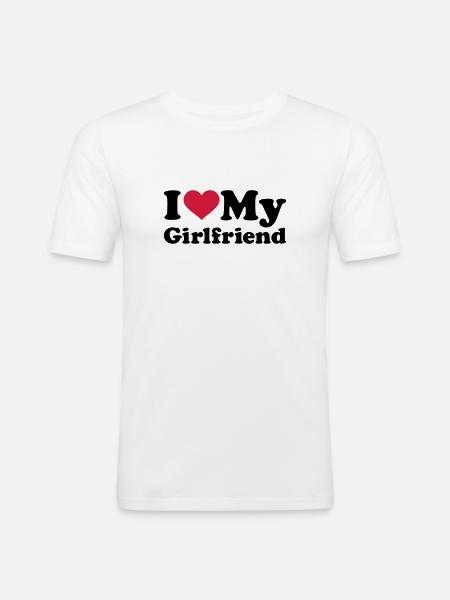 I love my girlfriend - Herre Slim Fit T-Shirt - hvid