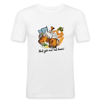 Heit geh mer net hoam - T-shirt près du corps Homme - blanc - Devant - Nik (191cm)