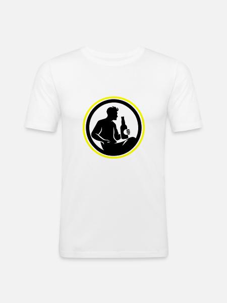 Bottle of Beer Drinking Silhouette - Men's Slim Fit T-Shirt - white