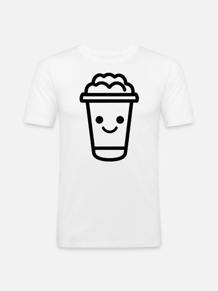 Kaffeebecher - Männer Slim Fit T-Shirt - Weiß